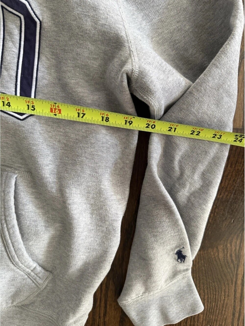 Polo Ralph Lauren Men's M Gray RL Fleece Logo Hoodie POLO Applique 67 - Picture 9 of 11